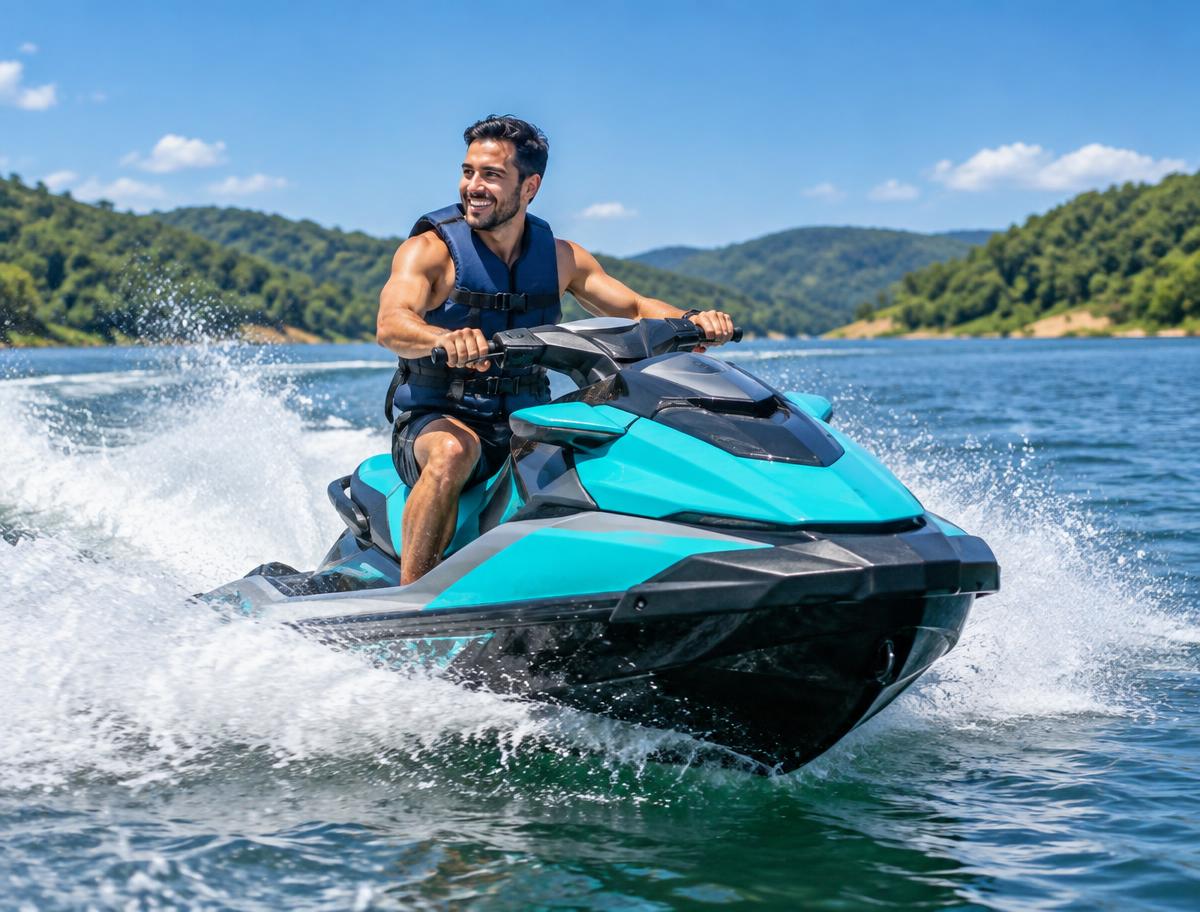 Aluno em aula prática de jet ski